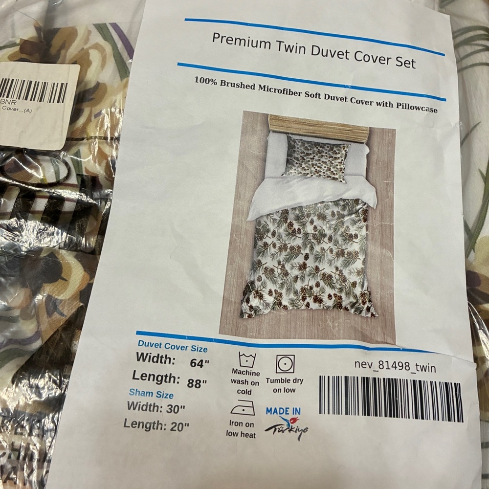 Pinecone Twin Duvet Cover and Pillow Case NWT - Picture 5 of 8